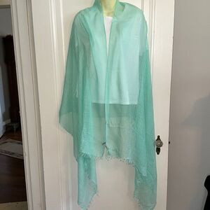 Michael Stars mint green polyester/viscose loose weave shawl or wrap